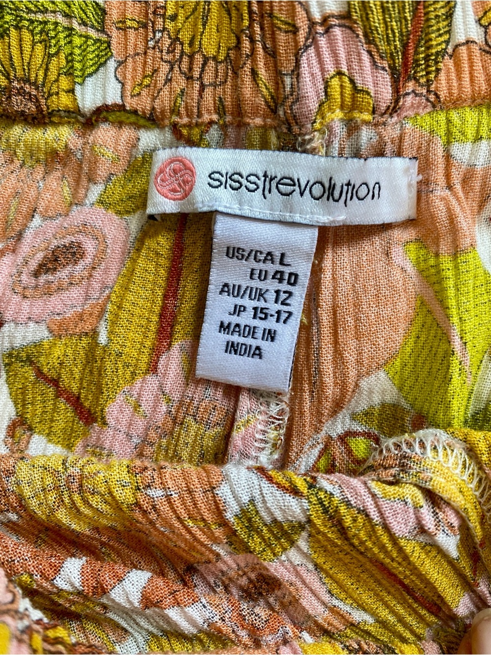 Sisstrevolution Groovy Days boho floral flowy pants L - Picture 5 of 7
